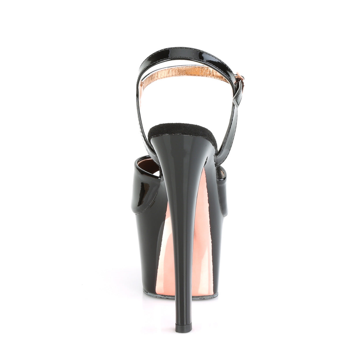 Pleaser Sandales pour femmes SKY-309TT BLK PAT / BLK-ROSE GOLD CHROME
