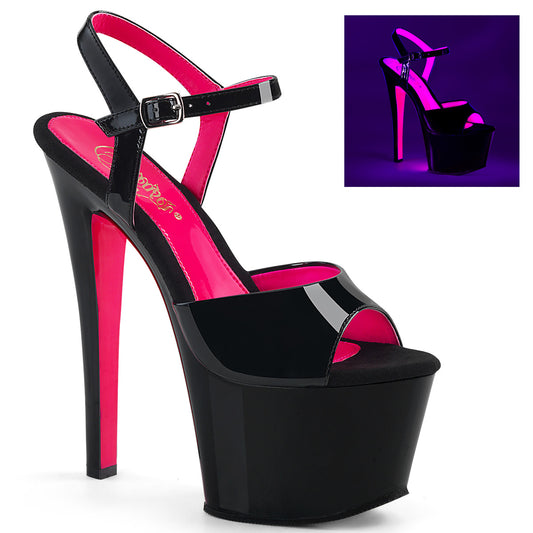 Pleaser Sandales pour femmes SKY-309TT blk pat / blk-néon H. rose