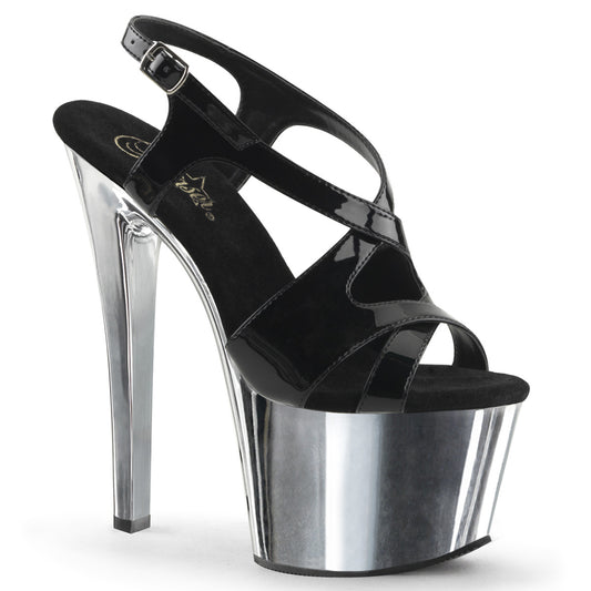 Pleaser Sandales féminines SKY-330 BLK PAT / SLV Chrome