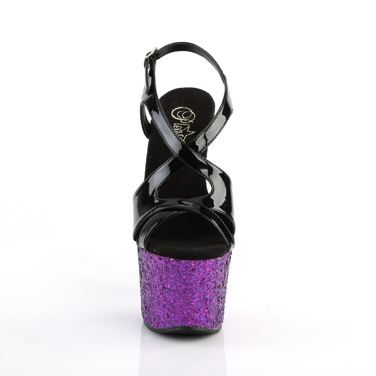 Pleaser Sandales pour femmes SKY-330LG BLK PAT / Purple Multi Glitter