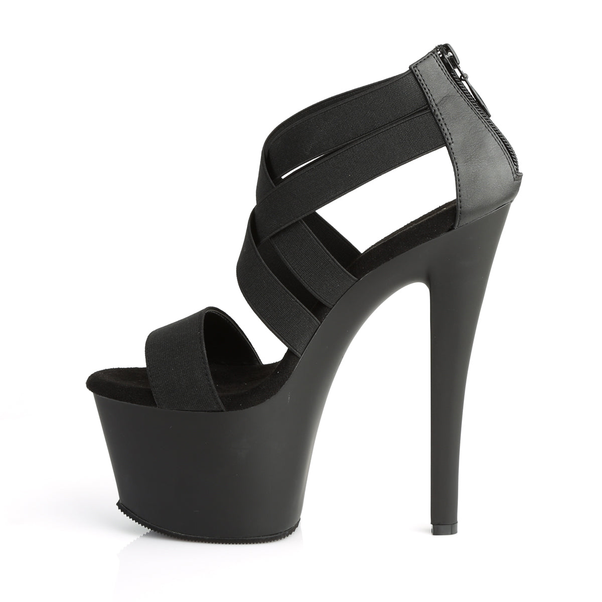 Pleaser Sandales pour femmes SKY-369 BLK BANDE ELASTIQUE / BLK MATTE