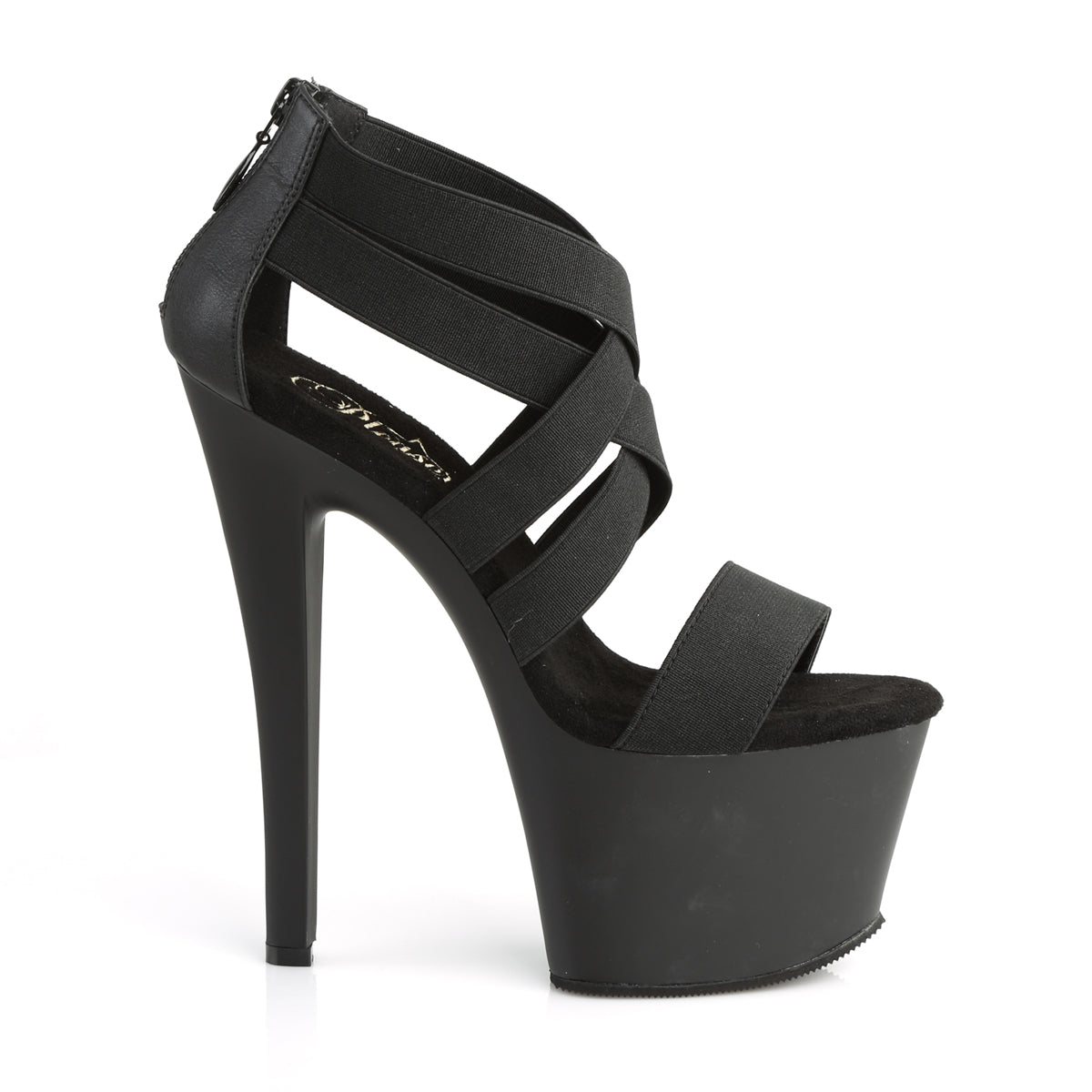 Pleaser Sandales pour femmes SKY-369 BLK BANDE ELASTIQUE / BLK MATTE