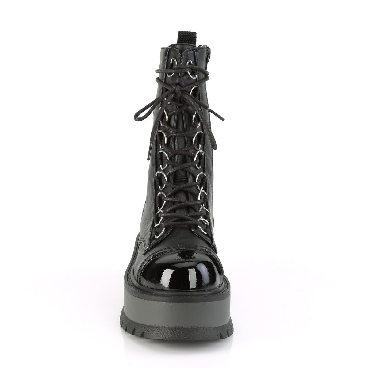 DemoniaCult Bottes de cheville des femmes SLACKER-150 blk végétalien en cuir-pat