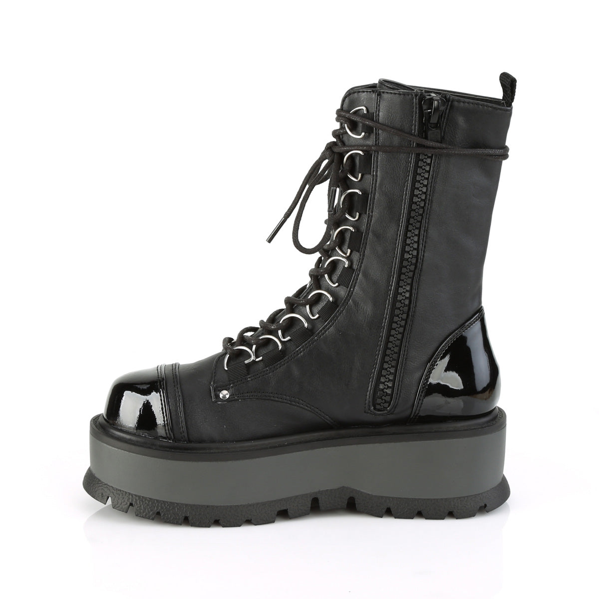 DemoniaCult Bottes de cheville des femmes SLACKER-150 blk végétalien en cuir-pat