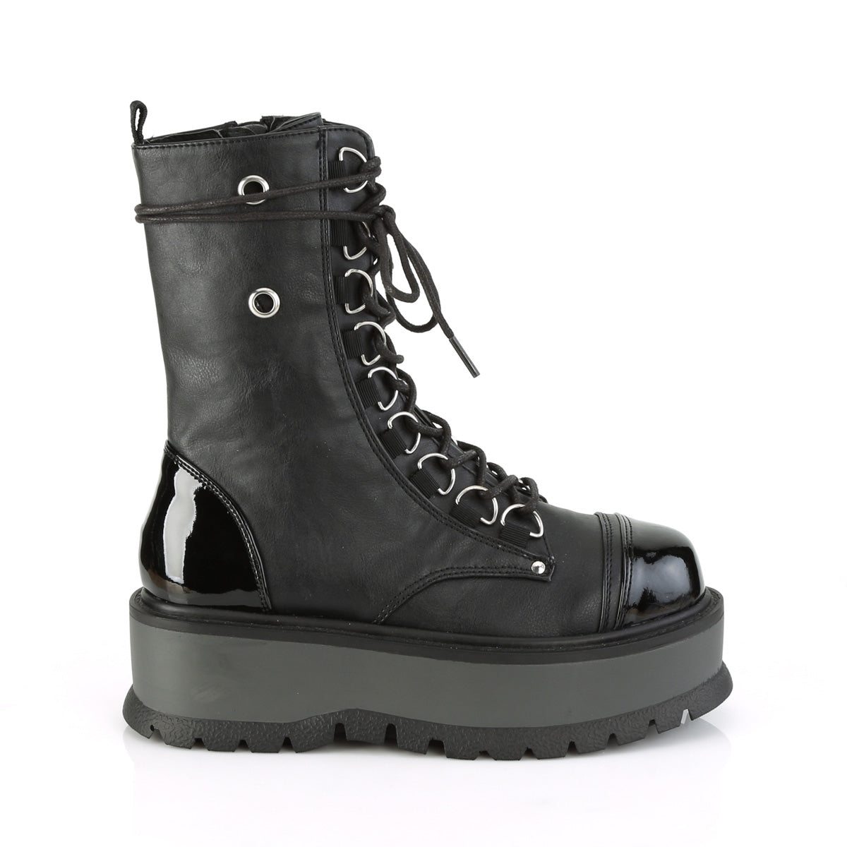 DemoniaCult Bottes de cheville des femmes SLACKER-150 blk végétalien en cuir-pat