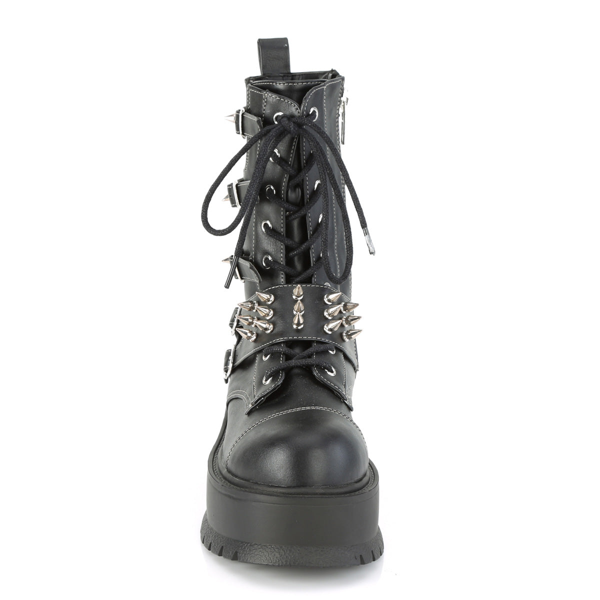 DemoniaCult Bottes de femmes SLACKER-165 Cuir végétalien BLK