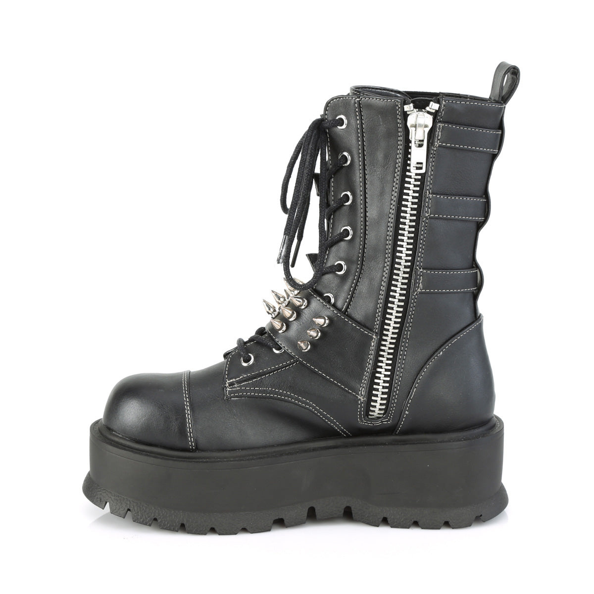 DemoniaCult Bottes de femmes SLACKER-165 Cuir végétalien BLK