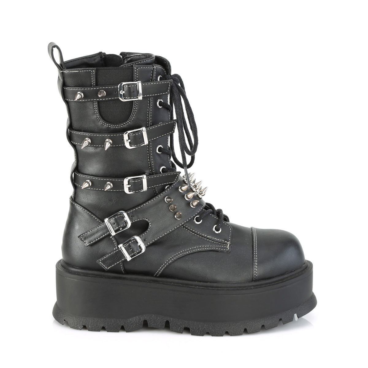 DemoniaCult Bottes de femmes SLACKER-165 Cuir végétalien BLK