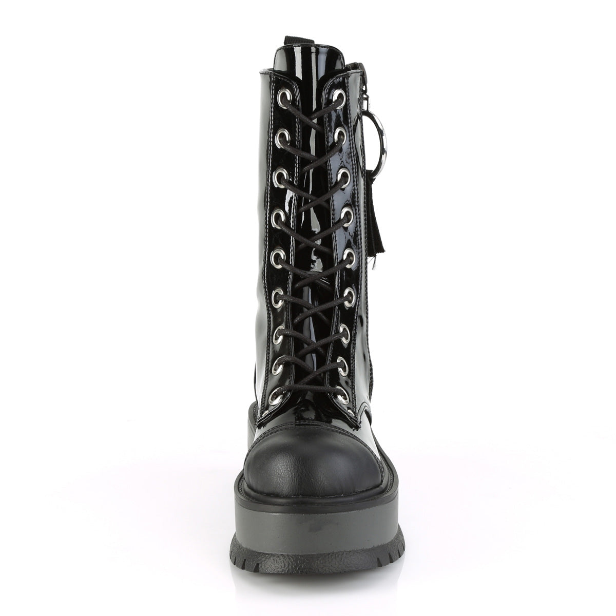 DemoniaCult Bottes de femmes SLACKER-220 Cuir Blk Pat-Vegan