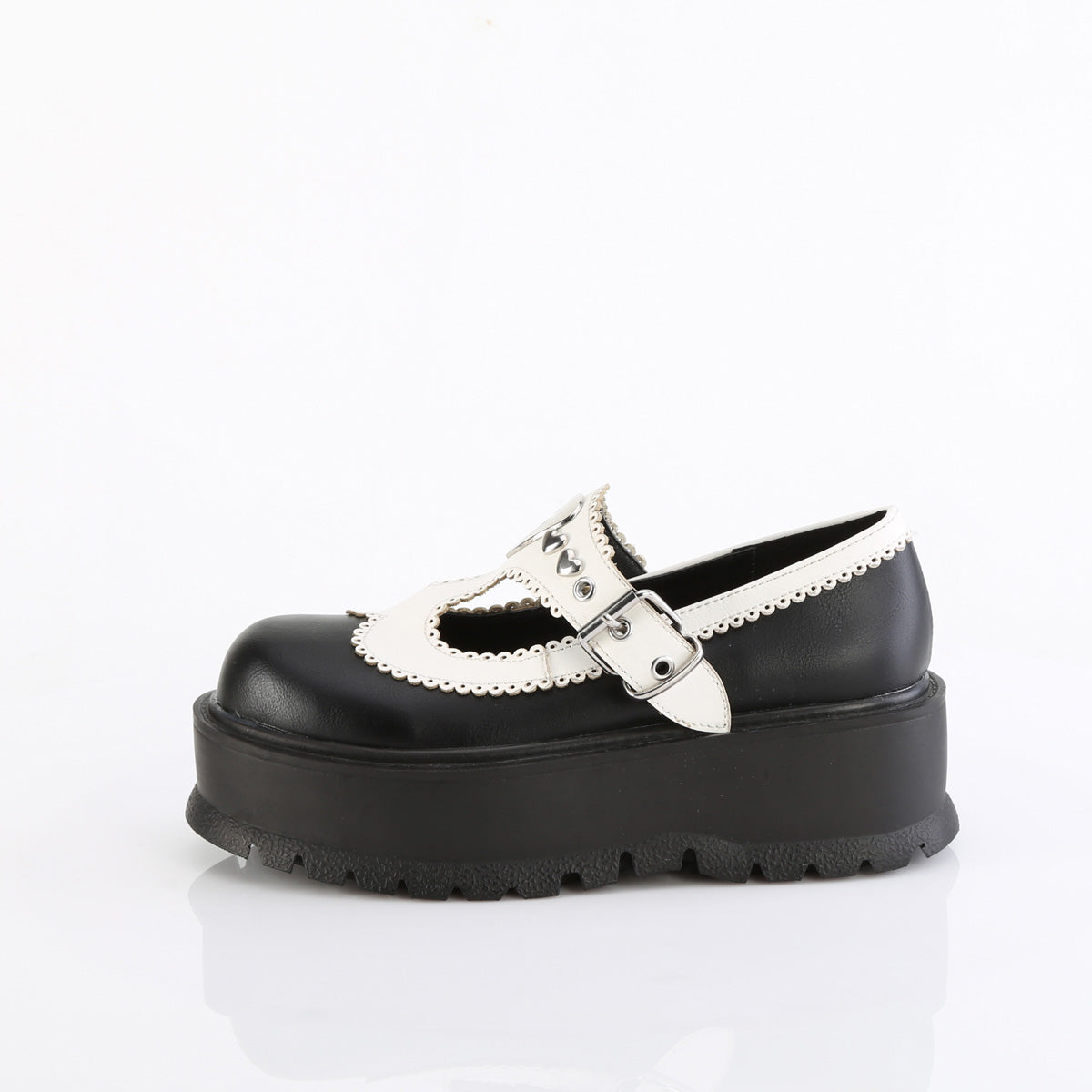 DemoniaCult SLACKER-23 cuir végétalien BLK-wht
