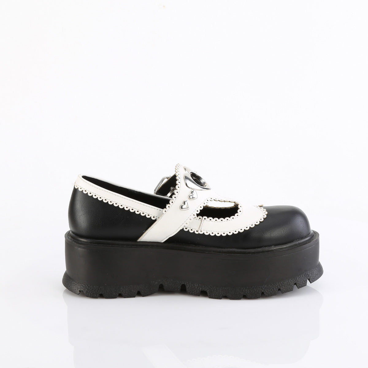 DemoniaCult SLACKER-23 cuir végétalien BLK-wht