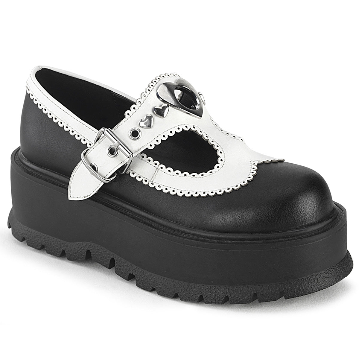 DemoniaCult SLACKER-23 cuir végétalien BLK-wht