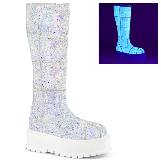DemoniaCult Bottes de femmes SLACKER-230 wht multi-paillettes