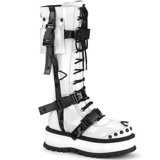 DemoniaCult Bottes de femmes SLACKER-260 Wht Pat