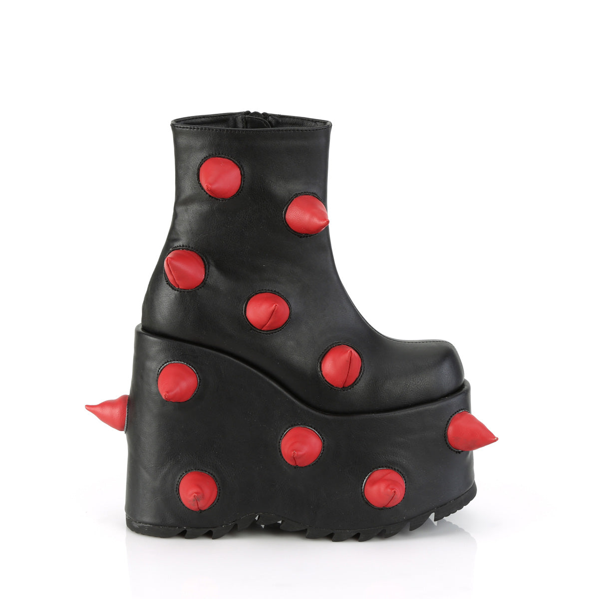 DemoniaCult Ankle Boots SLAY-77 Blk-Red Vegan Leather