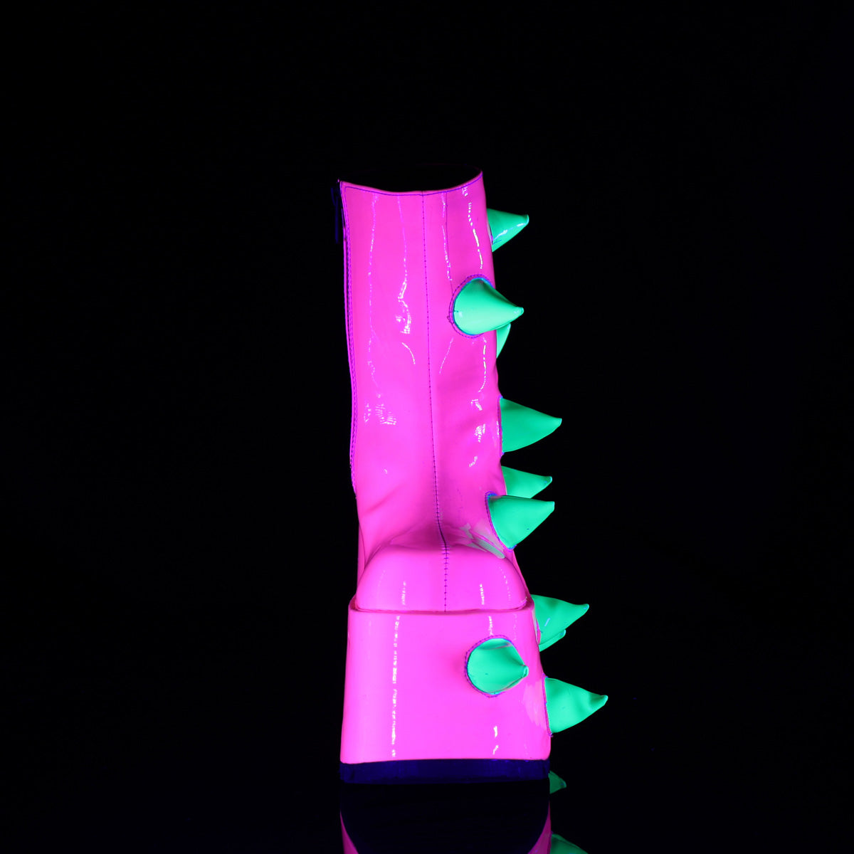 DemoniaCult Ankle Boots SLAY-77 UV Neon Pink-Neon Green