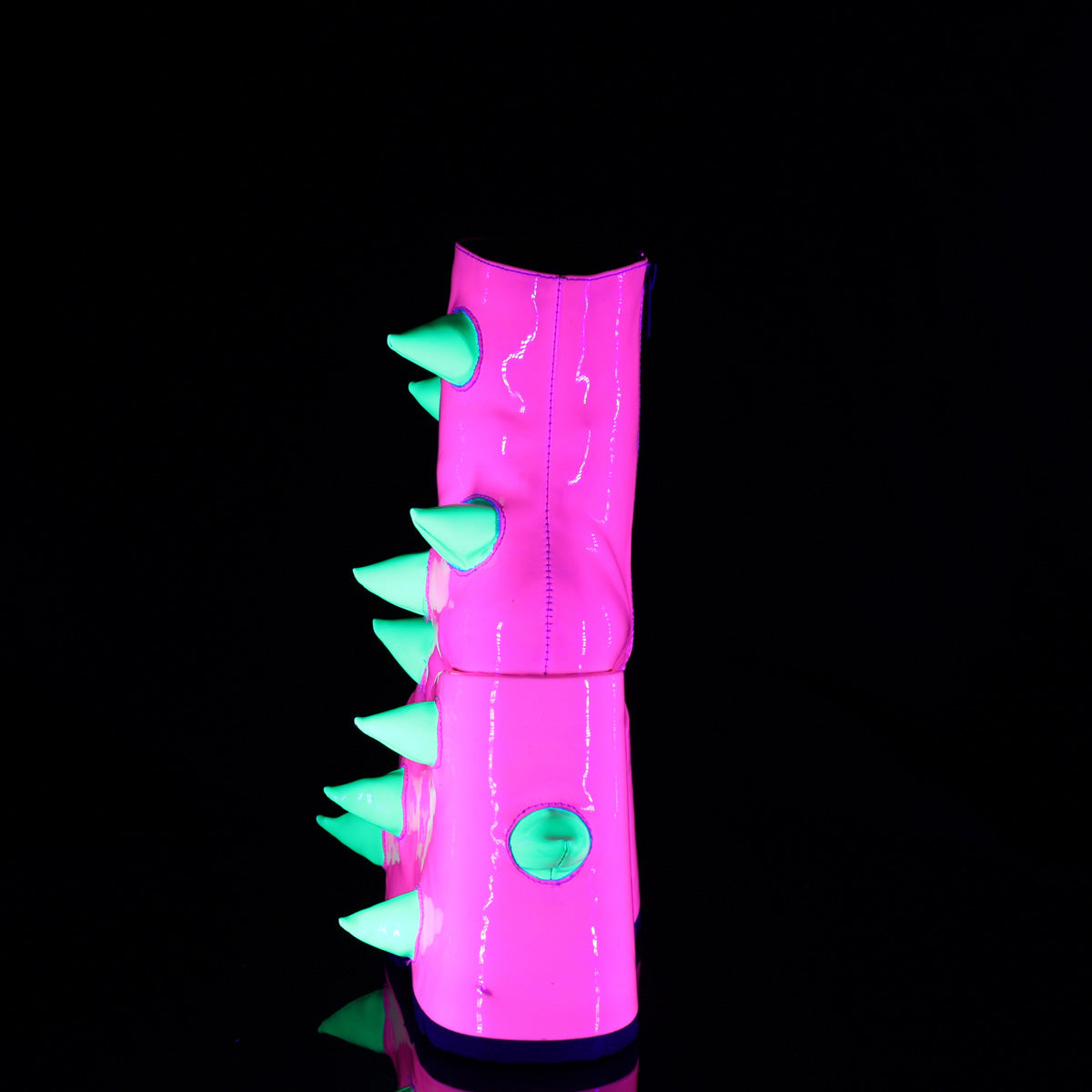 DemoniaCult Ankle Boots SLAY-77 UV Neon Pink-Neon Green