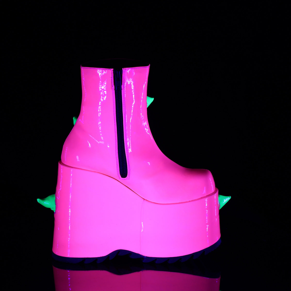 DemoniaCult Ankle Boots SLAY-77 UV Neon Pink-Neon Green