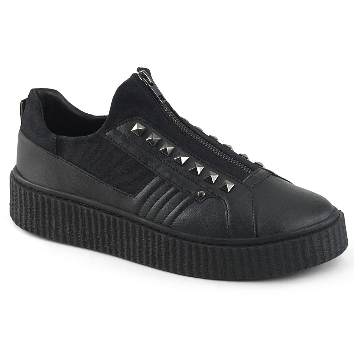 DemoniaCult Chaussure basse pour hommes SNEEKER-125 Blk Canvas-Blk PU