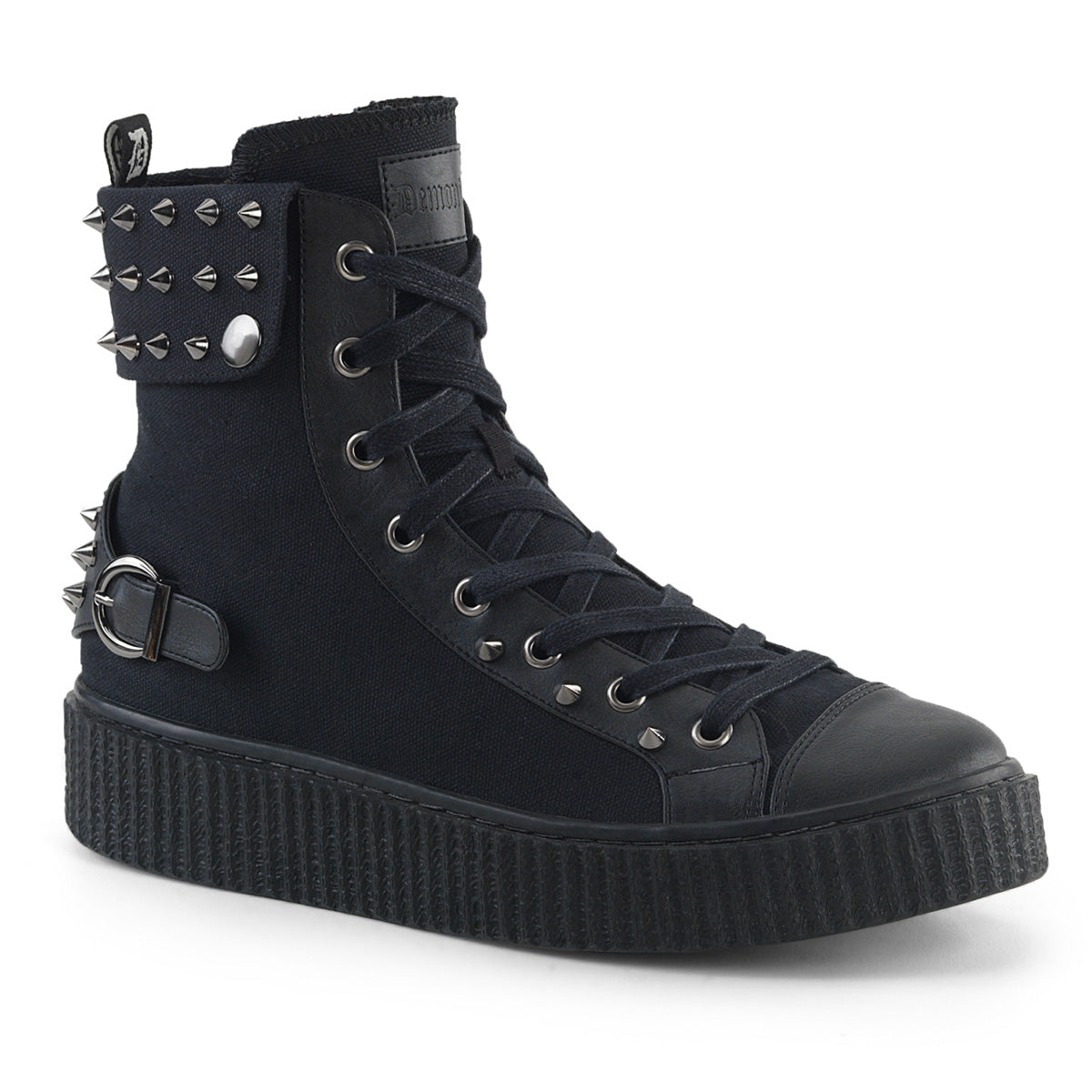 DemoniaCult Bottines pour hommes SNEEKER-266 Cuir Vegan Blk en toile