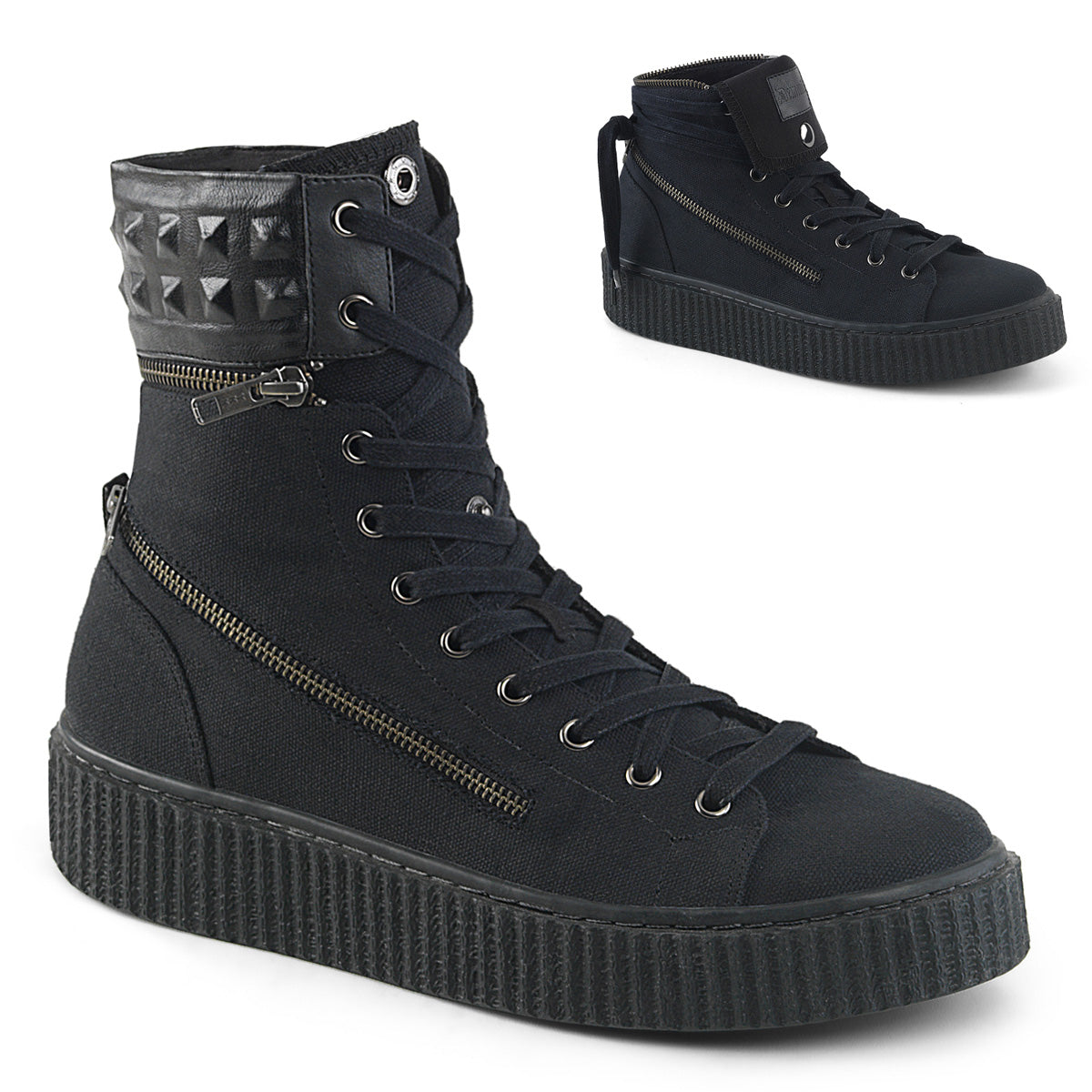 DemoniaCult Bottines pour hommes SNEEKER-270 Blk Canvas