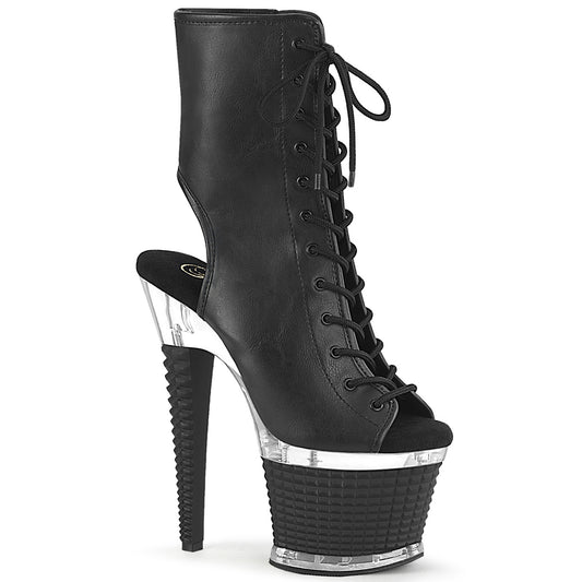 Pleaser  Bottines SPECTATOR-1016 BLK FAUX CUIR / CLR-BLK MATTE