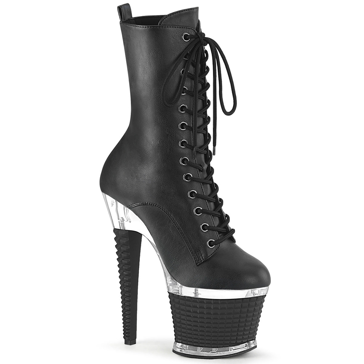 Pleaser Ankle Boots SPECTATOR-1040 Blk Faux Leather/Clr-Blk Matte