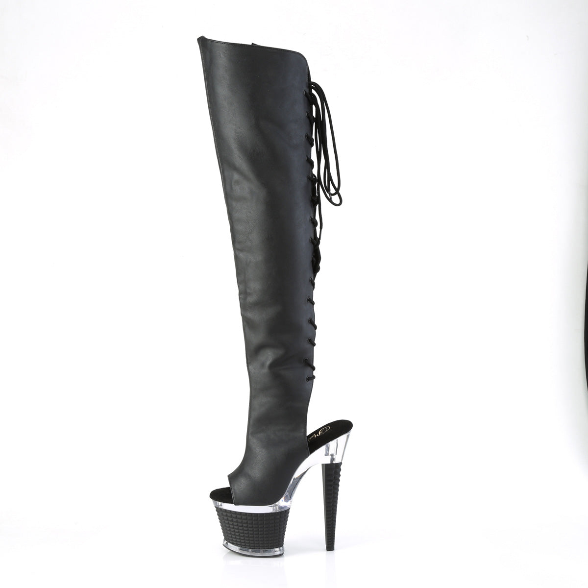 Pleaser Boots SPECTATOR-3019 Blk Faux Leather/Clr-Blk Matte
