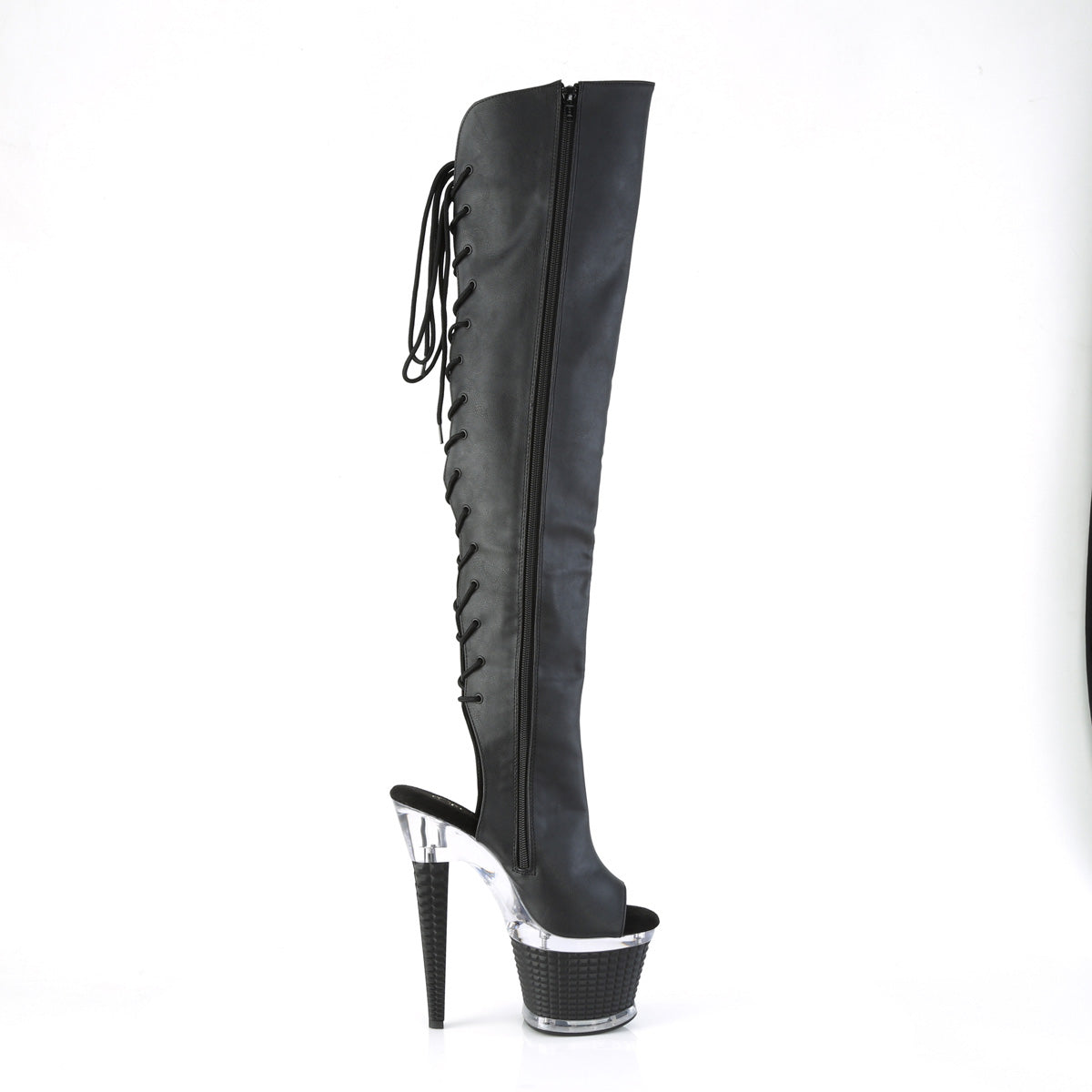 Pleaser Boots SPECTATOR-3019 Blk Faux Leather/Clr-Blk Matte