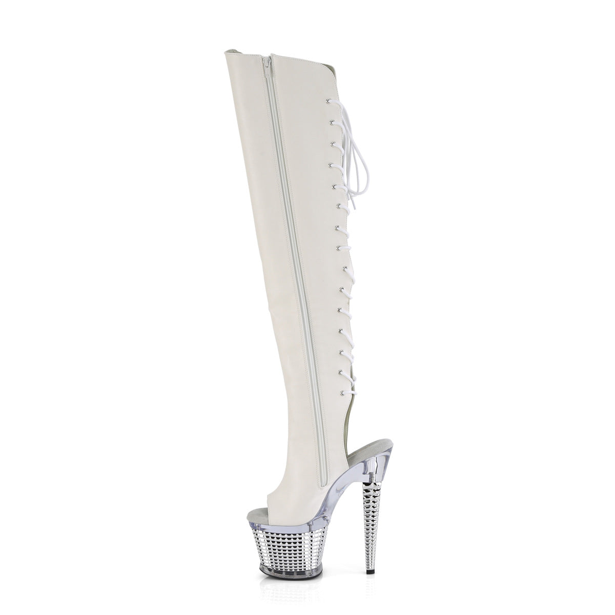 Pleaser Des bottes SPECTATOR-3019 WHT FAUx Cuir / CLR-SLV Chrome