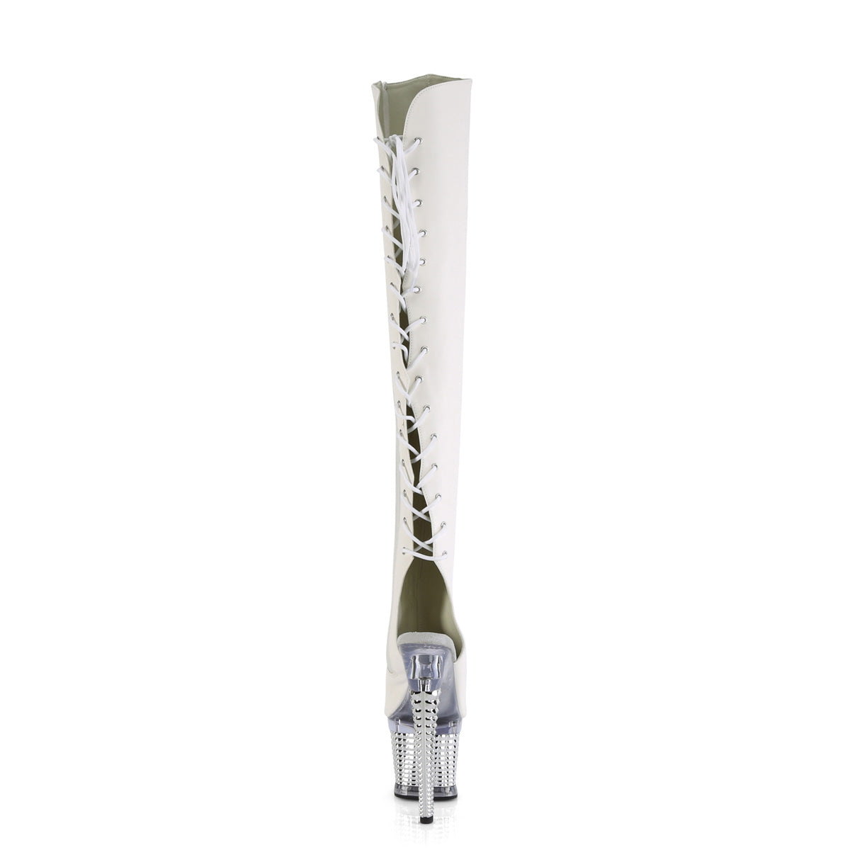 Pleaser Des bottes SPECTATOR-3019 WHT FAUx Cuir / CLR-SLV Chrome