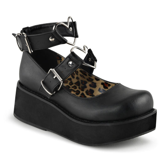 DemoniaCult Pompes pour femmes SPRITE-02 Cuir végétalien BLK