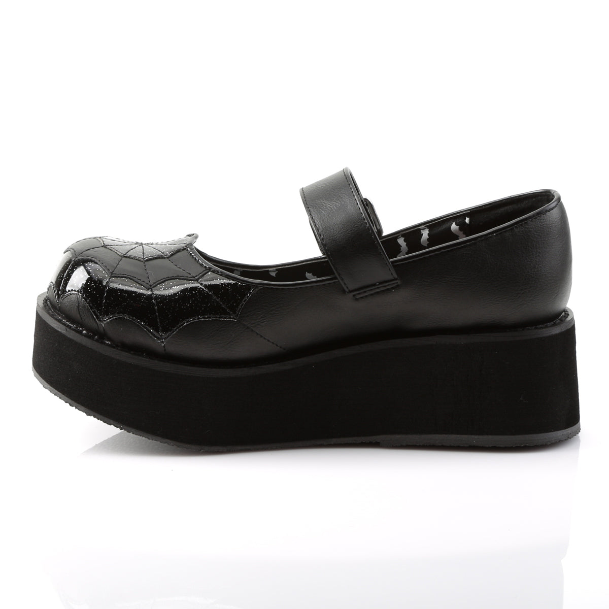DemoniaCult Pompes pour femmes SPRITE-05 BLK Vegan Leather-Blk Pat