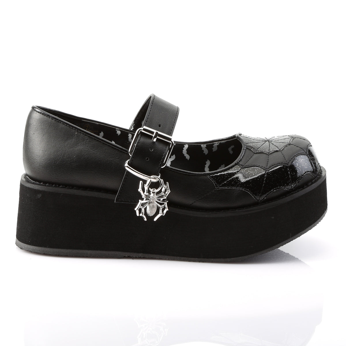 DemoniaCult Pompes pour femmes SPRITE-05 BLK Vegan Leather-Blk Pat