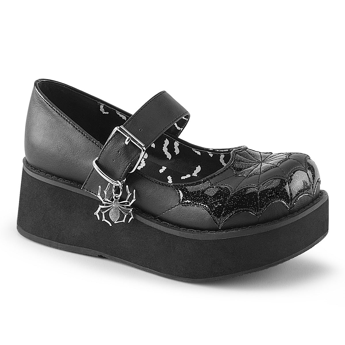 DemoniaCult Pompes pour femmes SPRITE-05 BLK Vegan Leather-Blk Pat