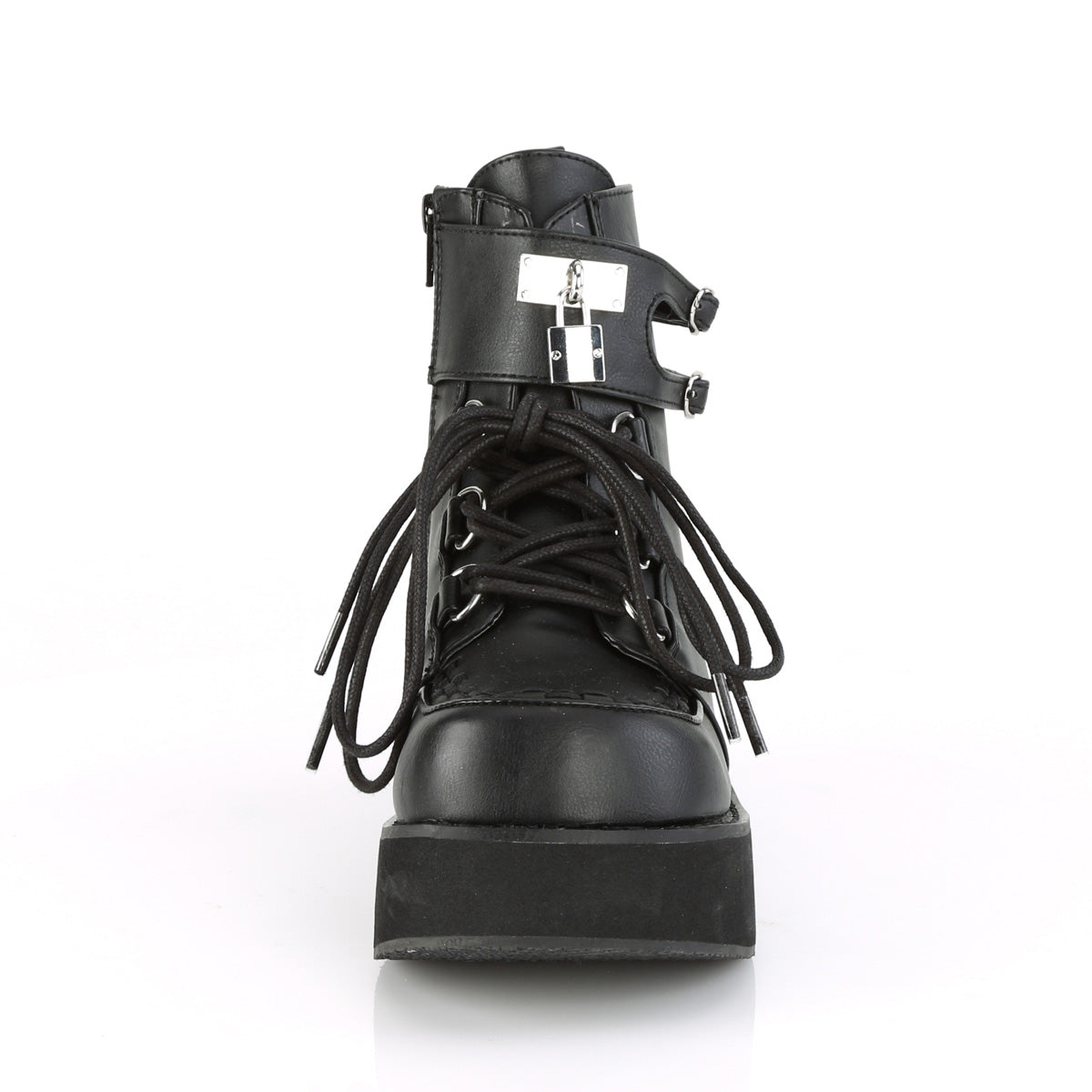DemoniaCult Bottes de cheville des femmes SPRITE-70 Cuir végétalien BLK