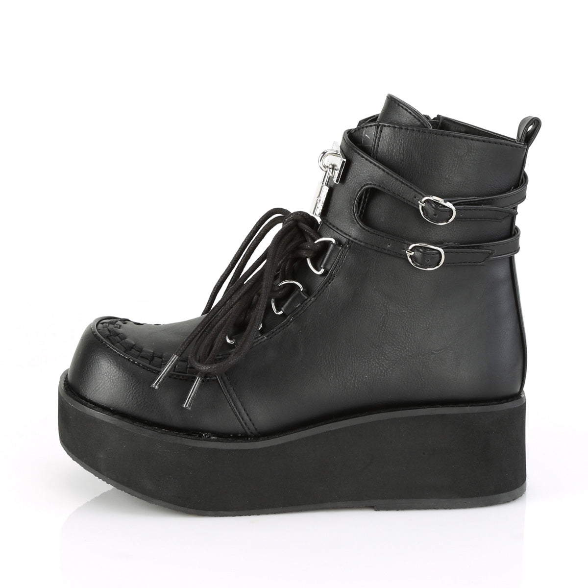 DemoniaCult Bottes de cheville des femmes SPRITE-70 Cuir végétalien BLK