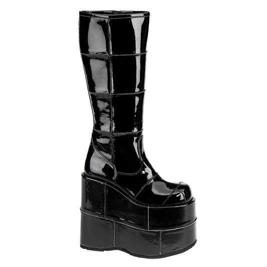 DemoniaCult Bottes pour hommes STACK-301 BLK PAT