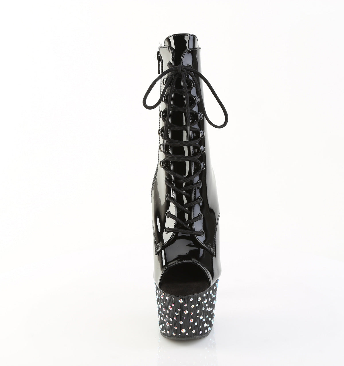 Pleaser Women's Platform Shoes STARDANCE-1021 Blk Pat/Blk-Slv Multi RS