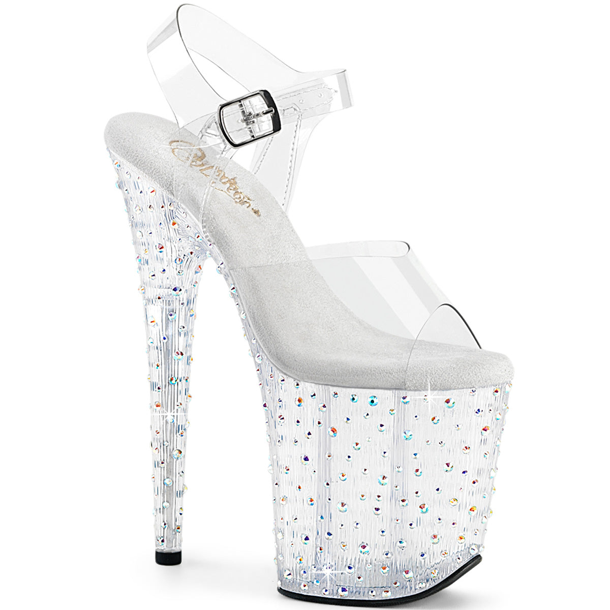 Pleaser Women's Platform Shoes STARDANCE-808 Clr/Clr-Slv Multi RS