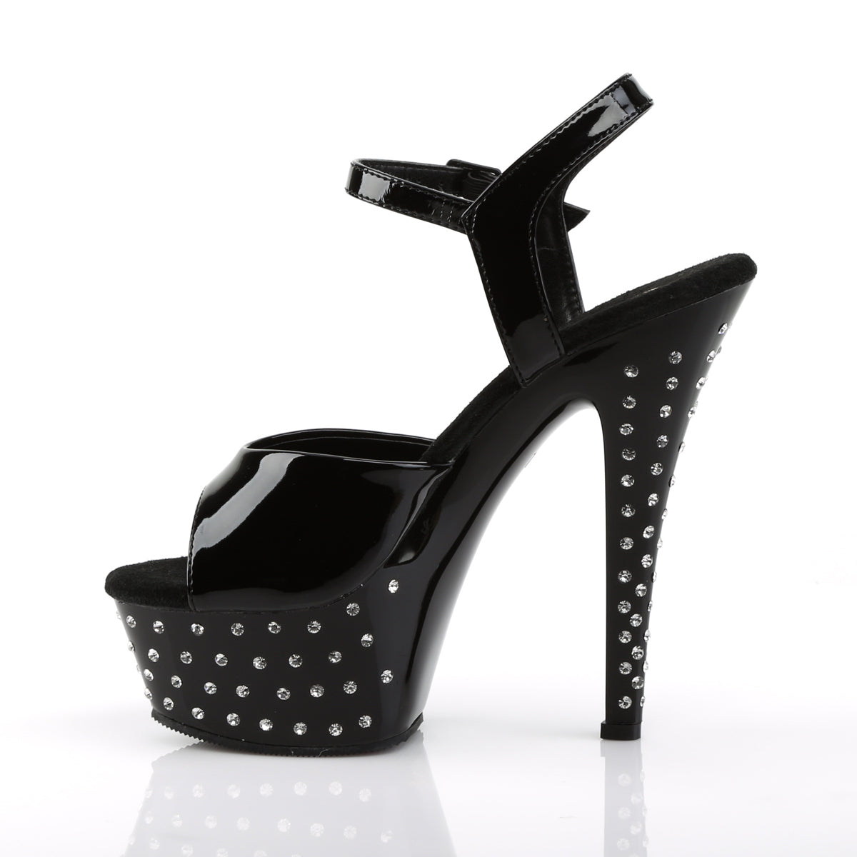 Pleaser Sandales pour femmes STARDUST-609 BLK PAT / BLK