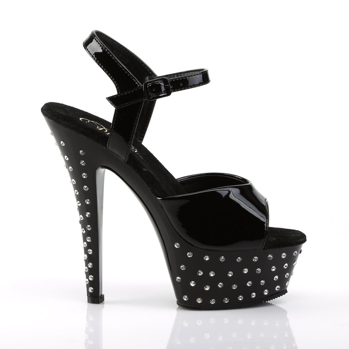 Pleaser Sandales pour femmes STARDUST-609 BLK PAT / BLK