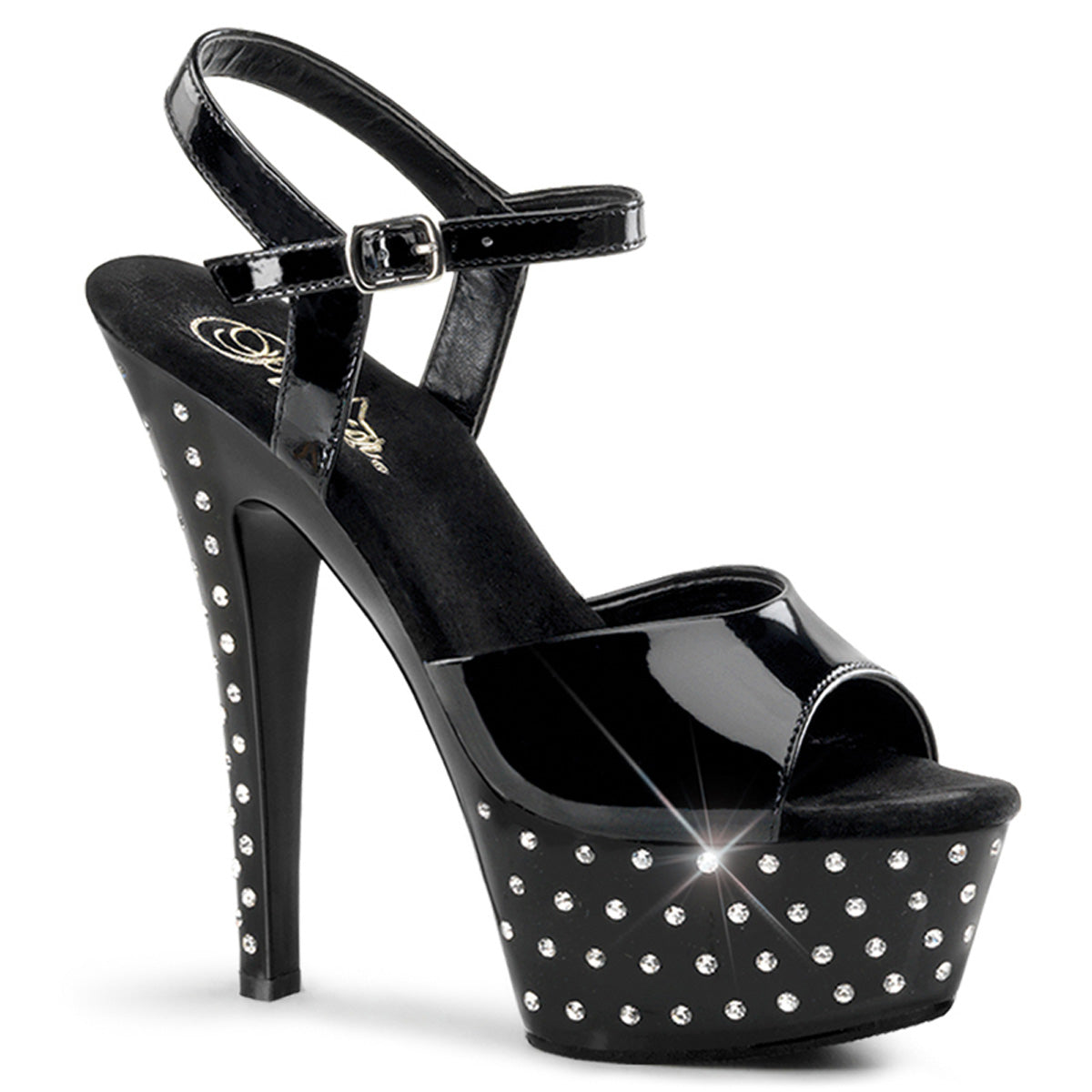 Pleaser Sandales pour femmes STARDUST-609 BLK PAT / BLK