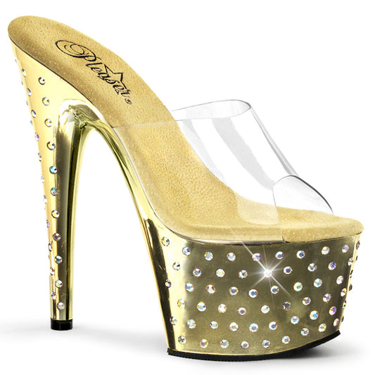 Pleaser Sandales pour femmes STARDUST-701 chrome CLR / Gold