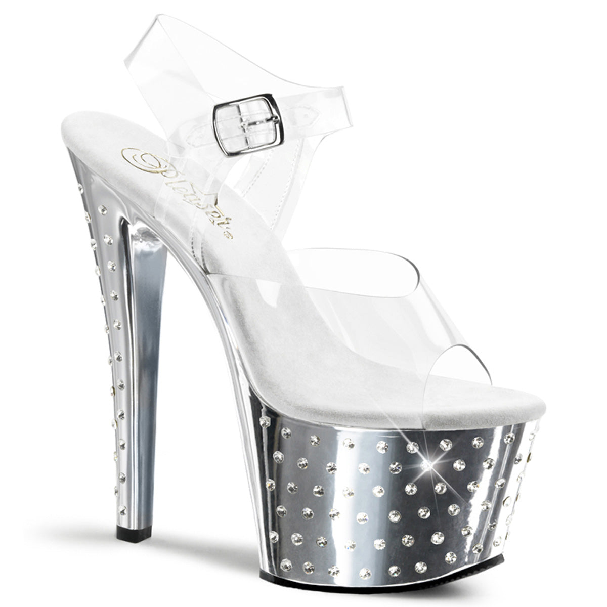 Pleaser Sandales pour femmes STARDUST-708 CLR / SLV Chrome