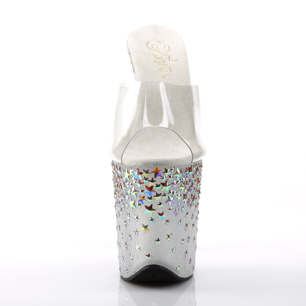 Pleaser Sandales pour femmes STARSPLASH-801 CLR / Frost (SLV Hologram Stars)