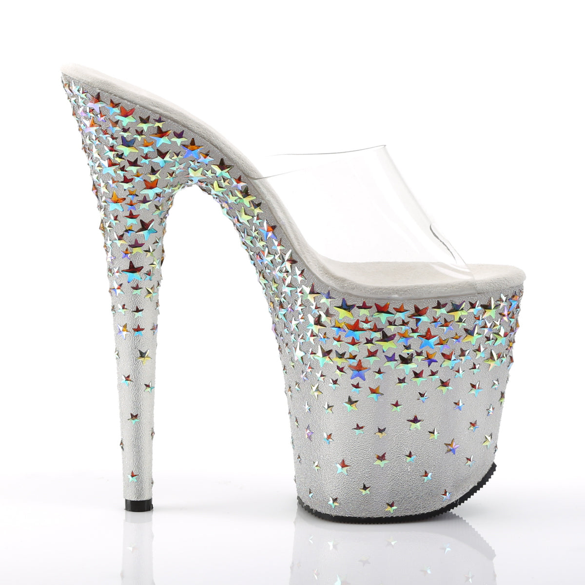 Pleaser Sandales pour femmes STARSPLASH-801 CLR / Frost (SLV Hologram Stars)