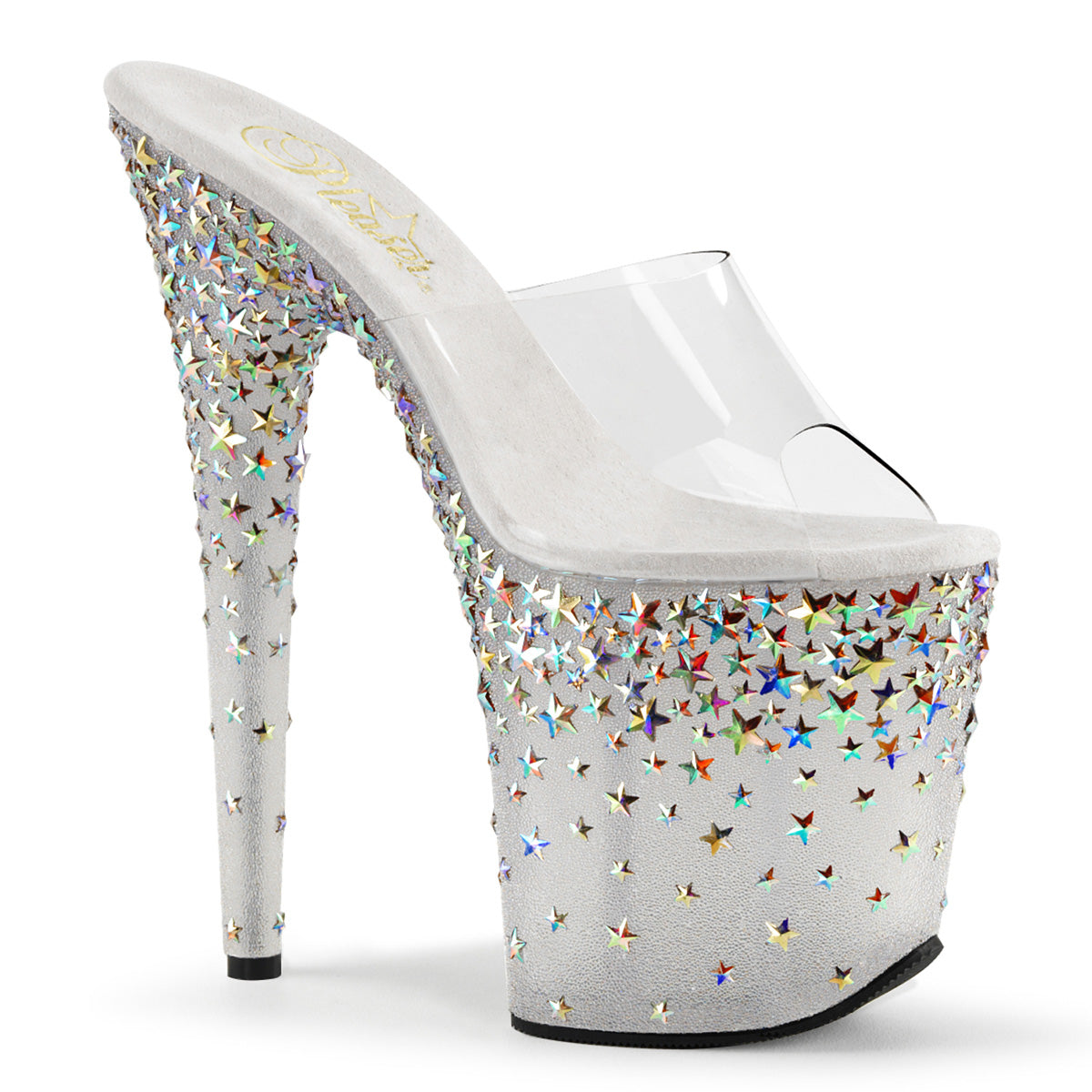 Pleaser Sandales pour femmes STARSPLASH-801 CLR / Frost (SLV Hologram Stars)