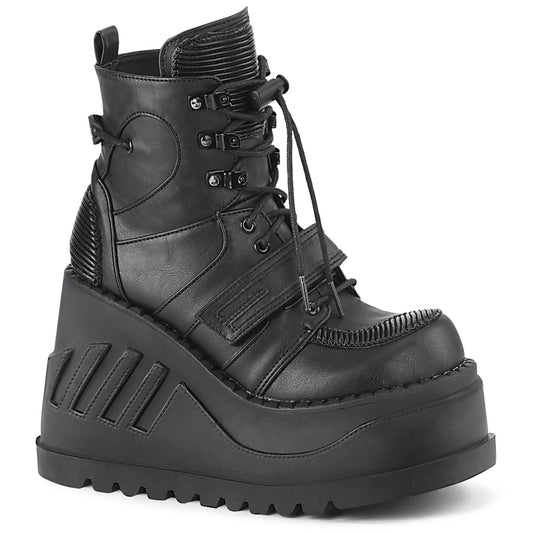 DemoniaCult Bottes de cheville des femmes STOMP-13 Cuir végétalien BLK