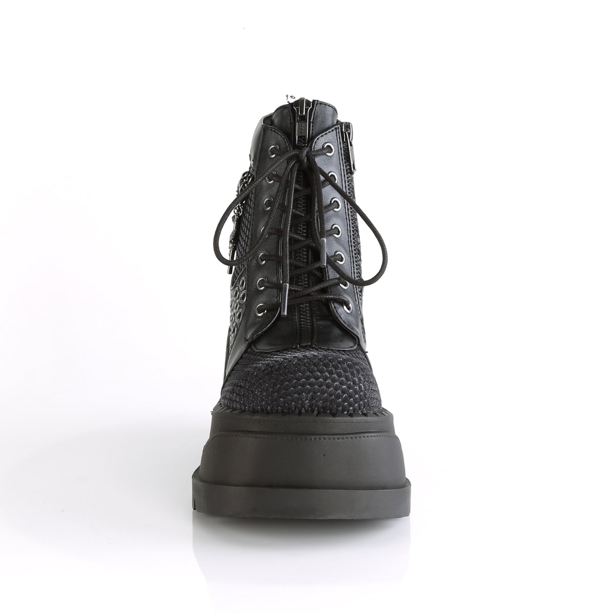 DemoniaCult Bottes de cheville des femmes STOMP-18 Blk Velvet de gris en cuir végétalien